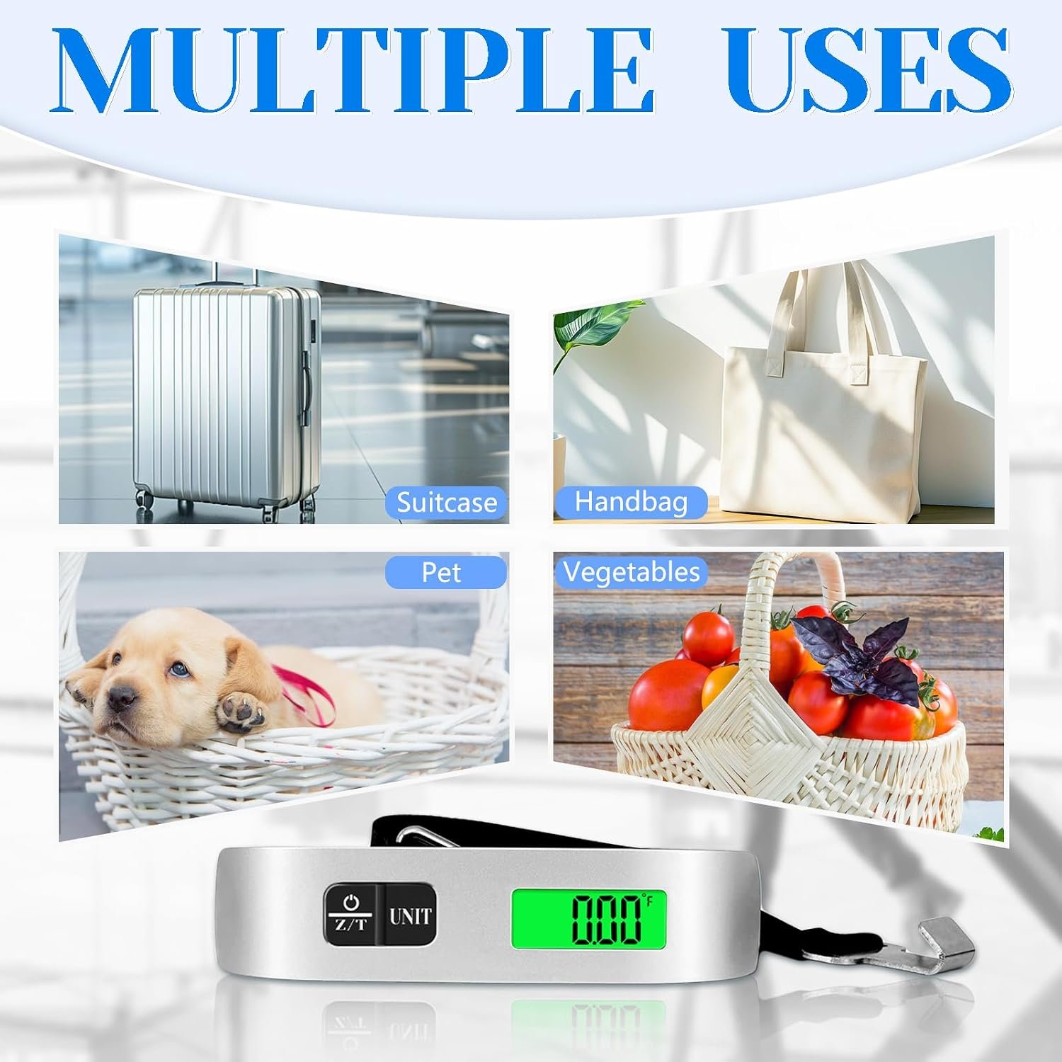 Luggage Scale, 110lb/50kg Portable Luggage Weight Scale, Silver - Image 2