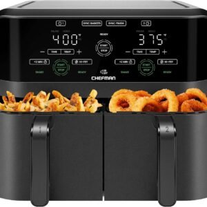 Chefman 6 Quart Dual Basket Air Fryer – Digital Touchscreen, Smart Sync Finish, Hi-Fry, Auto Shutoff, 2 Independent 3QT Nonstick Dishwasher-Safe Frying Baskets – Digital Double Air Fryer – Black Chefman 6 Quart Dual Basket Air Fryer – Digital Touchscreen, Smart Sync Finish, Hi-Fry, Auto Shutoff, 2 Independent 3QT Nonstick Dishwasher-Safe Frying Baskets – Digital Double Air Fryer – Black