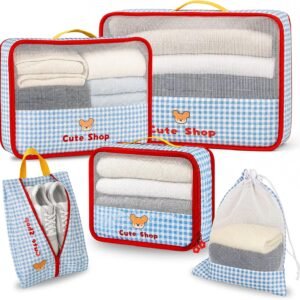 Cute Packing Cubes, 5-Piece Luggage Organizer, Shoe & Laundry Bags Cute Packing Cubes, 5-Piece Luggage Organizer, Shoe & Laundry Bags