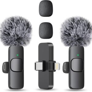 MAYBESTA Wireless Mini Microphone for iPhone, Android Phone – Lavalier Lapel Mic for Audio Video Recording – Clip on Content Creator Microphones for YouTube Tiktok Podcast Vlogging