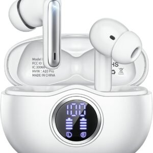 Wireless Earbuds, Bluetooth 6.0 Headphones HiFi Stereo 50H Playback LED Digital Display Ear Buds with ENC Noise Canceling Headset, IPX7 Waterproof Earphones for Gym/Running/Work(White) Wireless Earbuds, Bluetooth 6.0 Headphones HiFi Stereo 50H Playback LED Digital Display Ear Buds with ENC Noise Canceling Headset, IPX7 Waterproof Earphones for Gym/Running/Work(White)